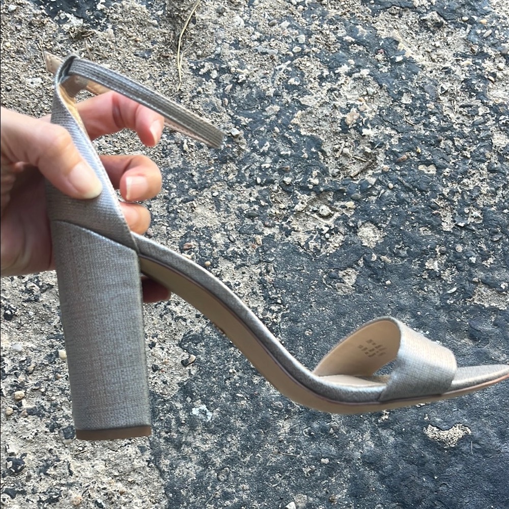 New Elegant Gray/silver Sam Edelman Block Heel Sandals - Picture 7 of 16